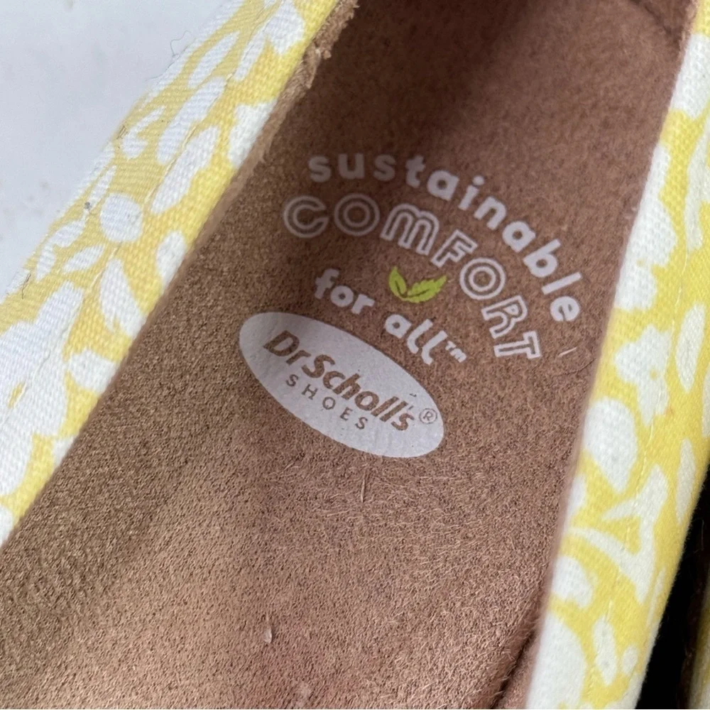 Dr. Scholl's Sunray platform espadrille slip on shoes yellow white flowers 8